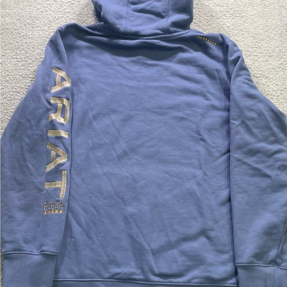 Ariat Rebar Women’s Hooded Pullover Light Blue Embroidered Large - Picture 5 of 9